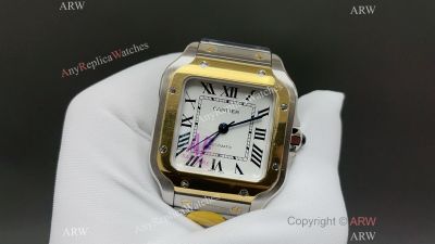 AF Factory Cartier Santos 35mm 9015 Movement Lady TT Yellow Gold Band Square Watch